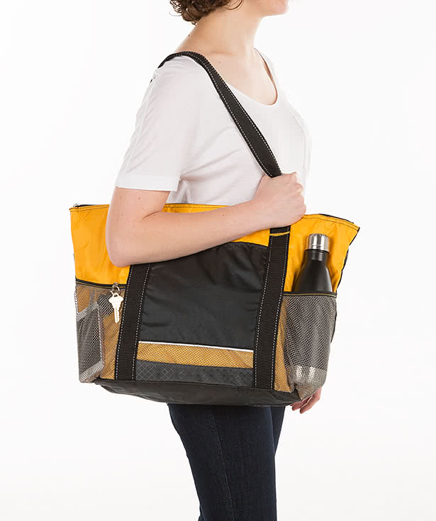 Colorblock Zippered Insulated 24 Can Cooler Tote Bag