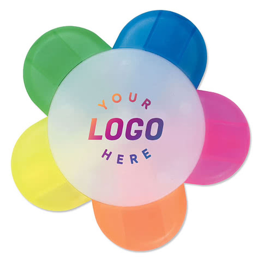 Full Color 5-in-1 Flower Shaped Highlighter in Translucent Clear