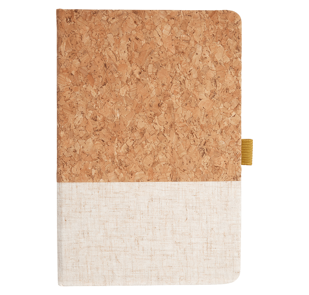 Cork And Heathered Fabric Hardcover Journal 5.5" X 8.25"-default