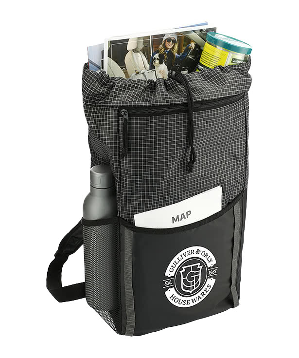 Full Color Grid Drawstring Backpack