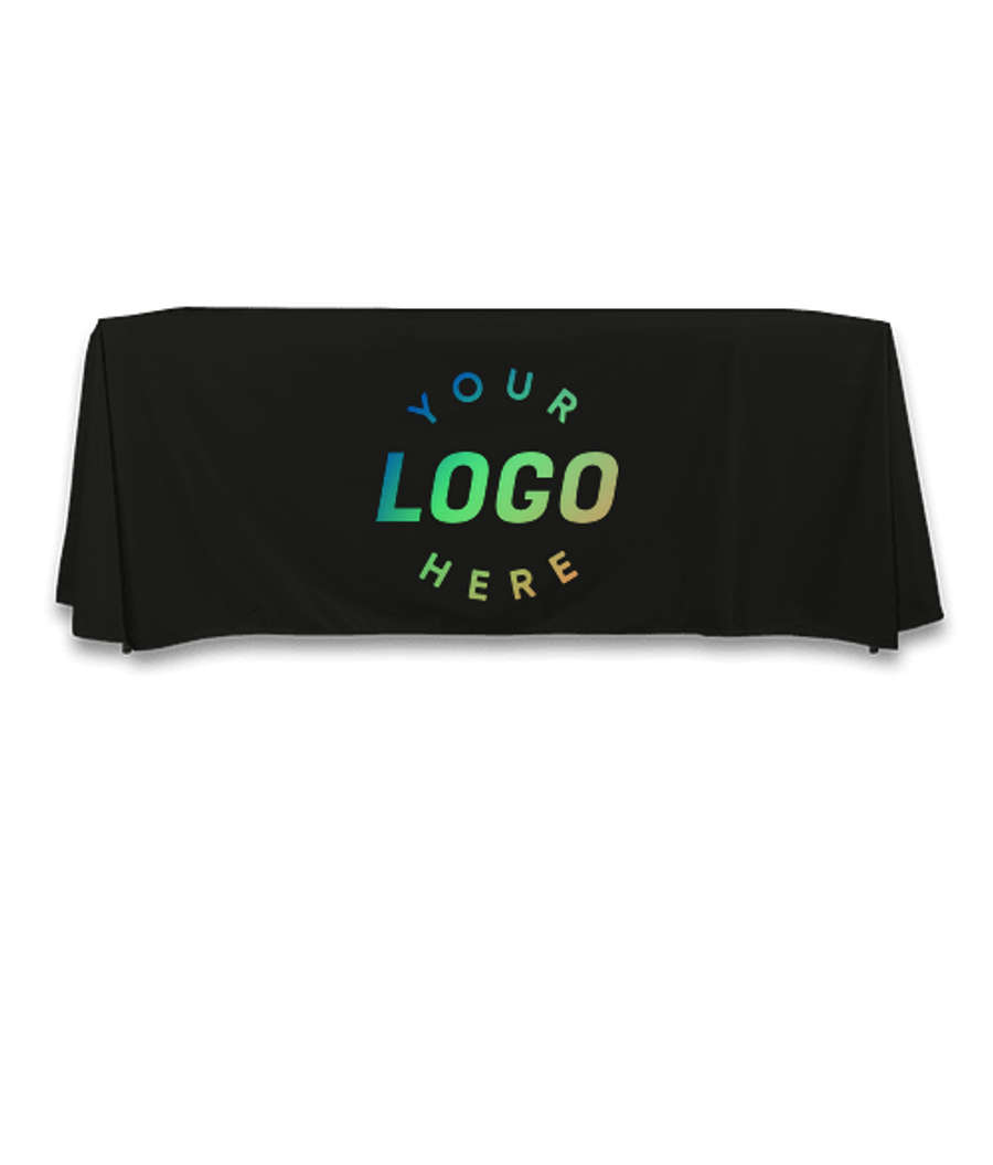 Full Color 6' LazerLine Throw Tablecloth in Black