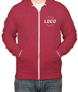 Embroidered Bella + Canvas Ultra Soft Zip Hoodie - Color: Heather Red
