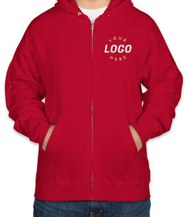 Hanes EcoSmart 50/50 Zip Hoodie - Embroidered - Color: Deep Red