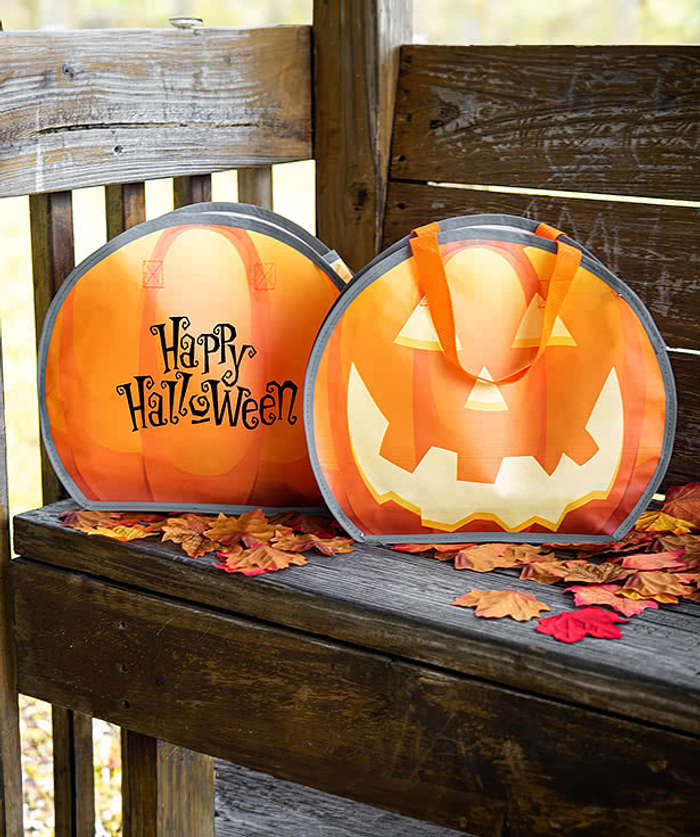 Reflective Halloween Pumpkin Non-Woven Shopper Tote Bag