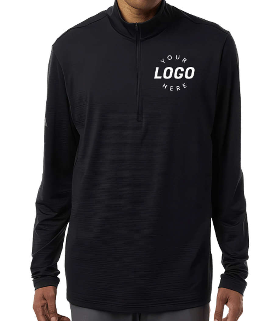 Adidas Textured Stripe Recycled Performance Quarter-Zip Pullover in Black