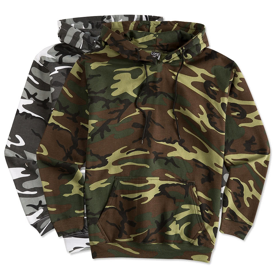 Custom camo hoodies no minimum sale