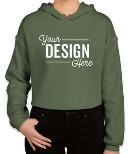Bella + Canvas Women's Drop Shoulder Cropped Hoodie - Color: Military Green