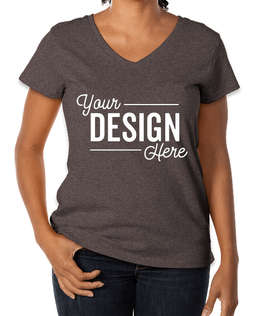 District Women's Re-Tee V-Neck T-shirt - Color: Deep Brown Heather