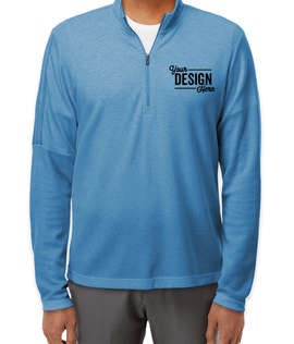 Adidas 3-Stripes Recycled Quarter Zip Sweatshirt - Color: Focus Blue Melange
