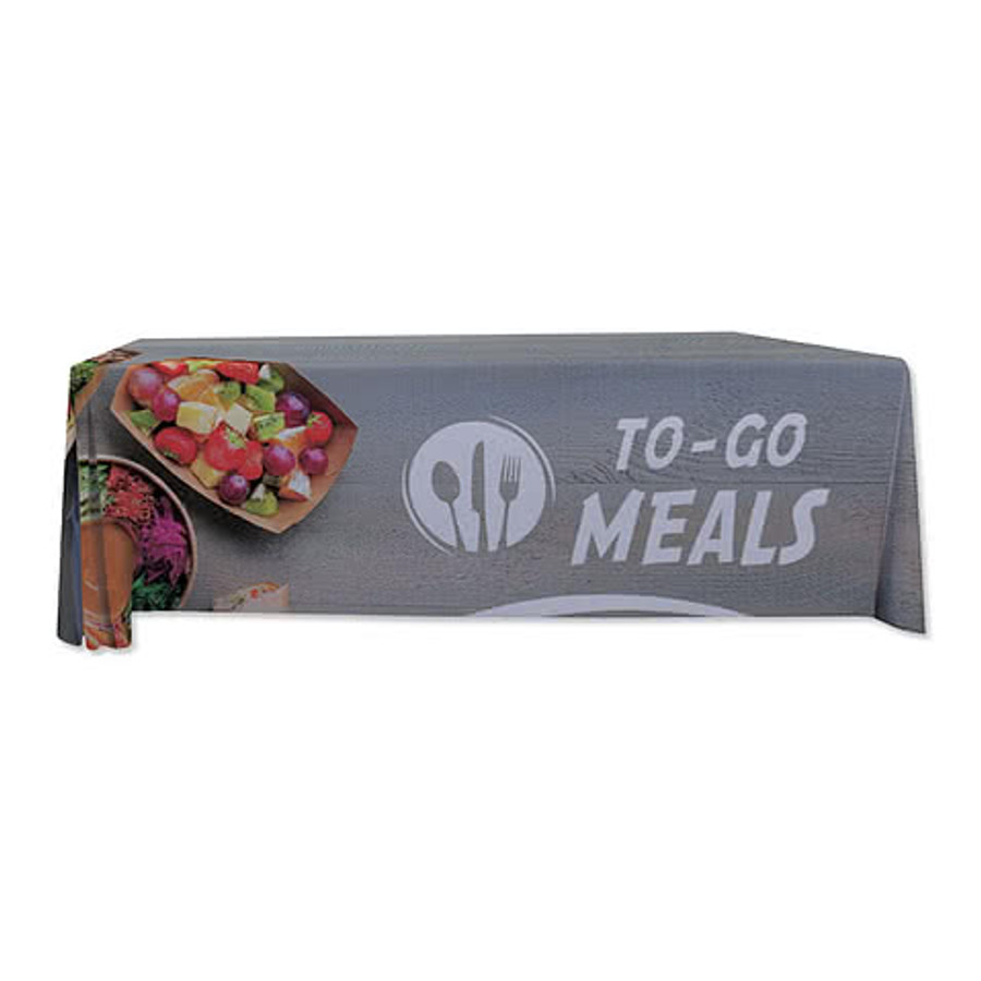 Full Color 8' Premium Throw Tablecloth in White