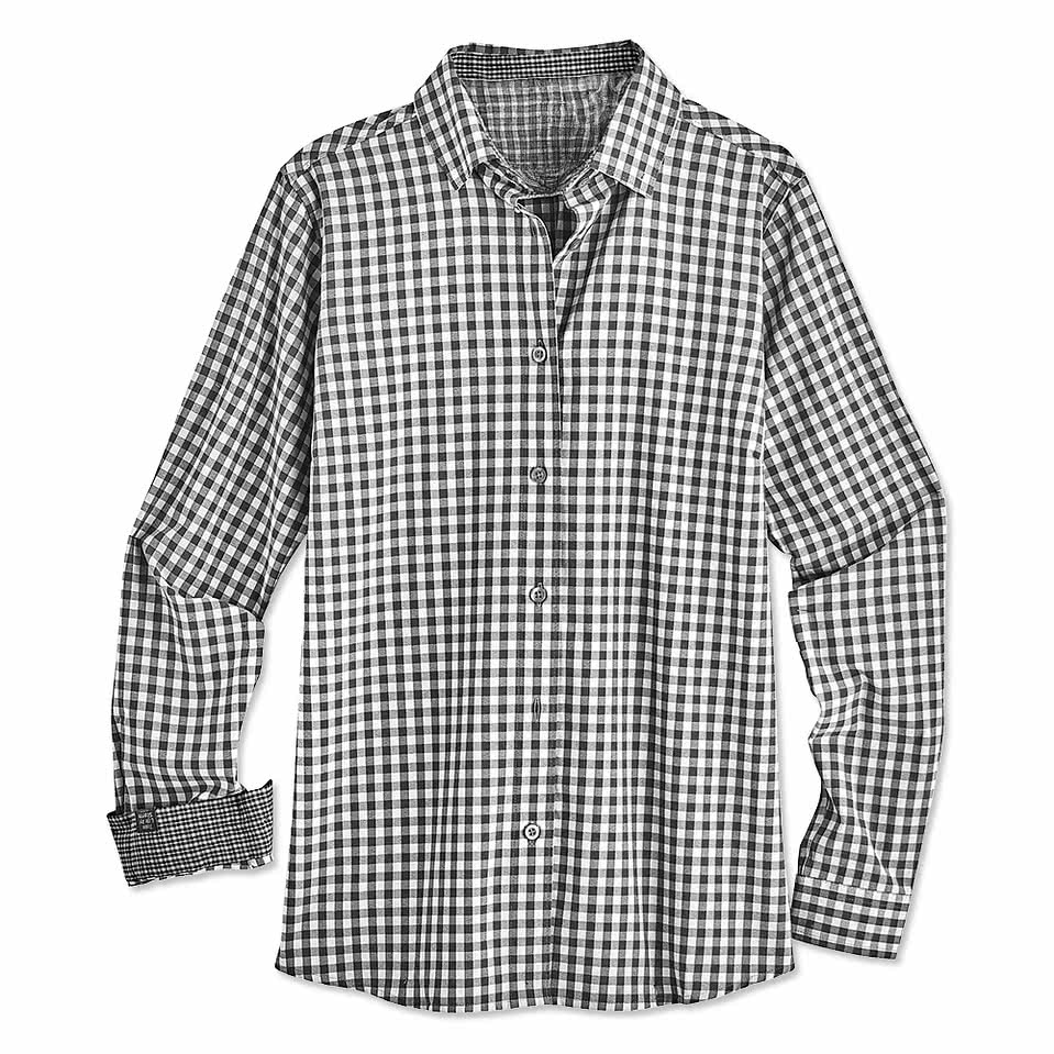 Blue Generation Women's Untucked Gingham Long Sleeve Dress Shirt
