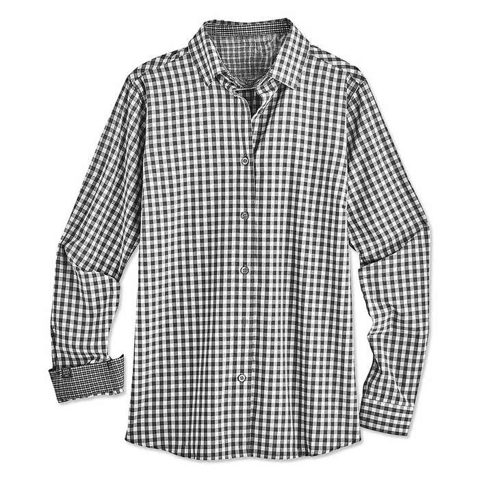 Blue Generation Women's Untucked Gingham Long Sleeve Dress Shirt
