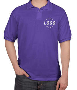 Hanes EcoSmart 50/50 Jersey Polo - Screen Printed - Color: Purple