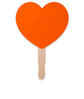 Full Color Heart Shaped Hand Fan - Color: Orange