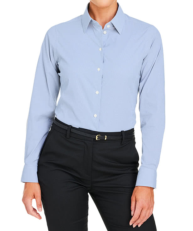 Devon & Jones Women's CrownLux Microstripe Performance Dress Shirt - Printed
