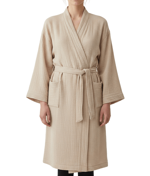 Wellable 100% Cotton Robe in Stone