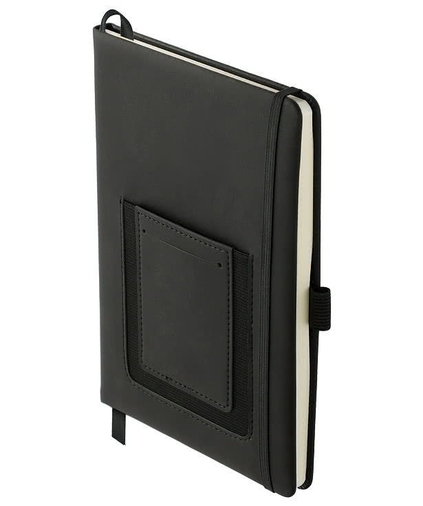 Debossed Vienna Phone Pocket Hard Cover Notebook