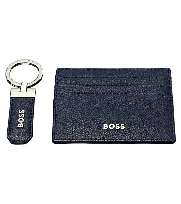 Hugo Boss Classic Grained Keychain & Card Holder Set