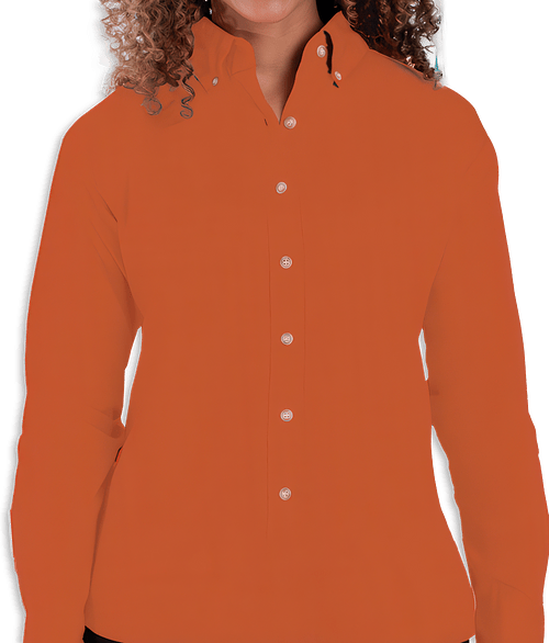 Blue Generation Women's Colorfast Twill Long Sleeve Dress Shirt in Burnt Orange