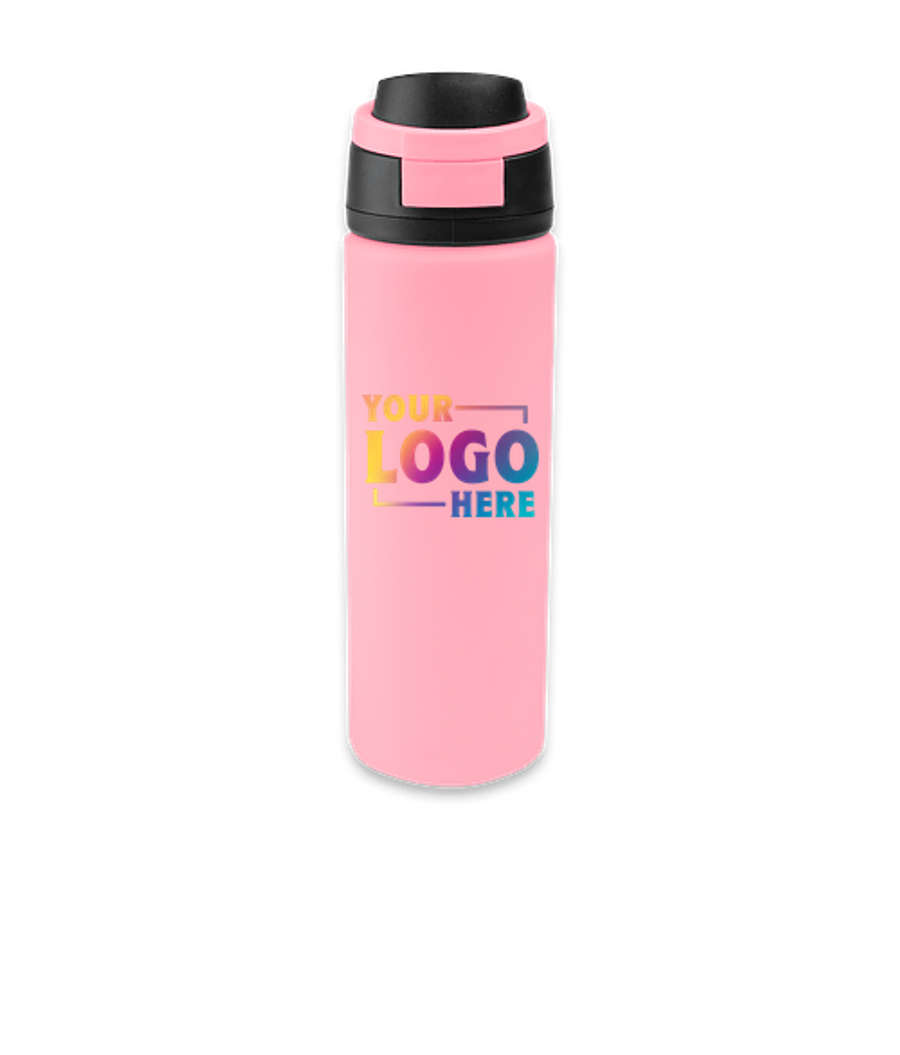 24 oz. Pop Sip Recycled Stainless Steel Water Bottle in PINK