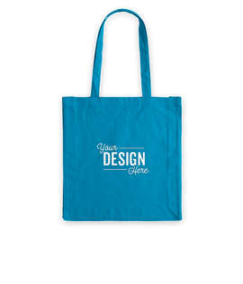 Tall Gusseted 100% Cotton Shopper Tote - Color: Process Blue