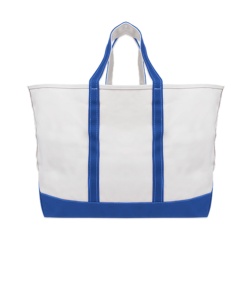 Madelyn Cotton Canvas Tote Bag in Natural with Royal Blue