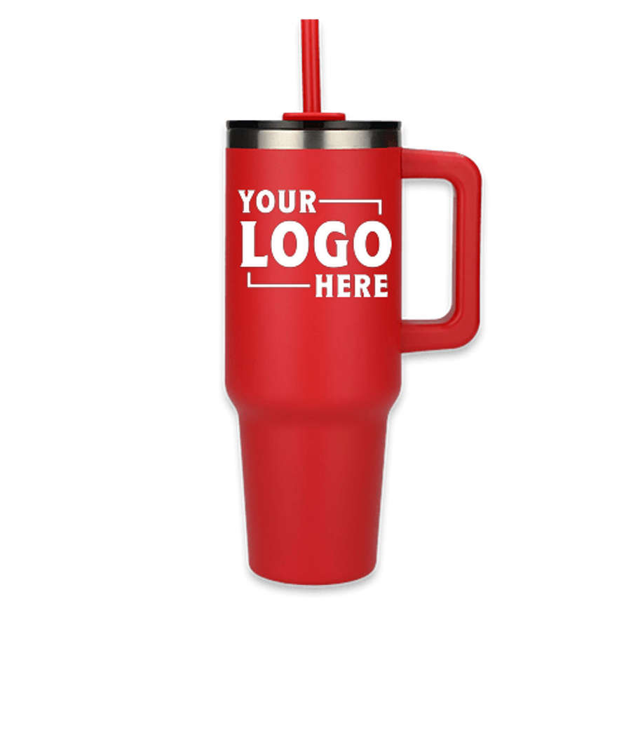 40 oz. Pinnacle Stainless Steel Tumbler with Straw in Red