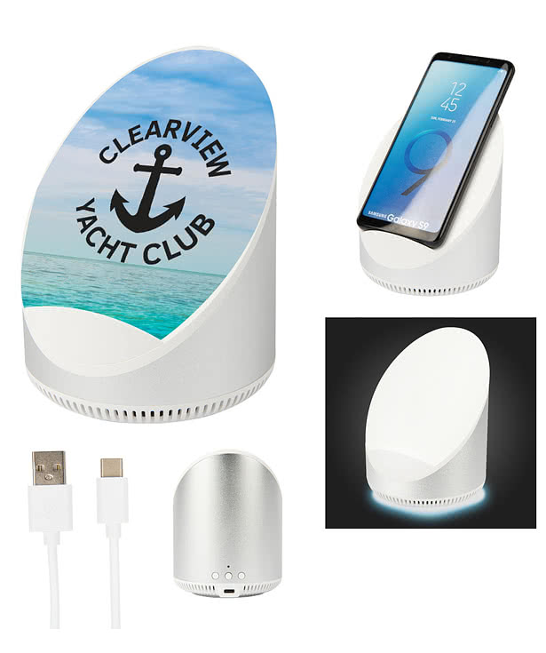 Peak Pitch Light-Up Bluetooth Speaker and Qi Wireless Charging Pad
