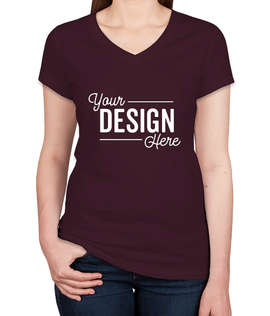 Bella + Canvas Women's Slim Fit Jersey V-Neck T-shirt - Color: Plum