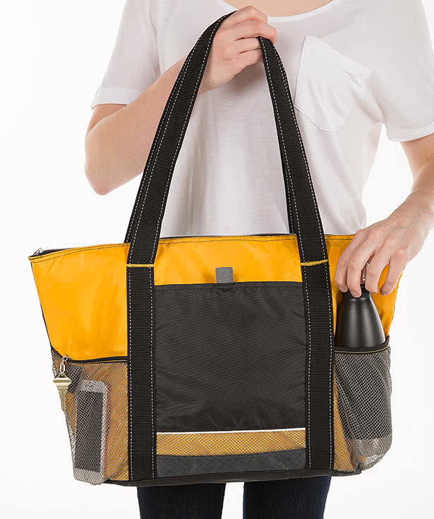 Colorblock Zippered Insulated 24 Can Cooler Tote Bag
