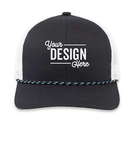 Pacific Headwear Braid Snapback Trucker Hat - Color: Navy / White / Navy