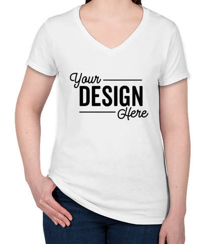 Canada - Gildan Women's 100% Cotton V-Neck T-shirt - White