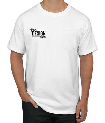 Hanes Beefy-T Crewneck Short Sleeve Pocket T-shirt - White