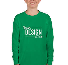 Gildan Youth 100% Cotton Long Sleeve T-shirt - Color: Irish Green