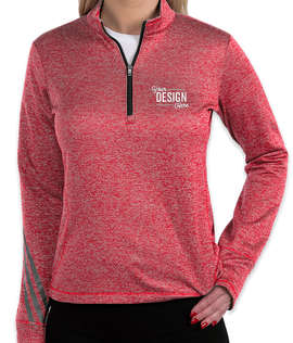 Adidas Women's Brushed Terry Heather Quarter Zip Pullover - Color: Power Red Heather / Black