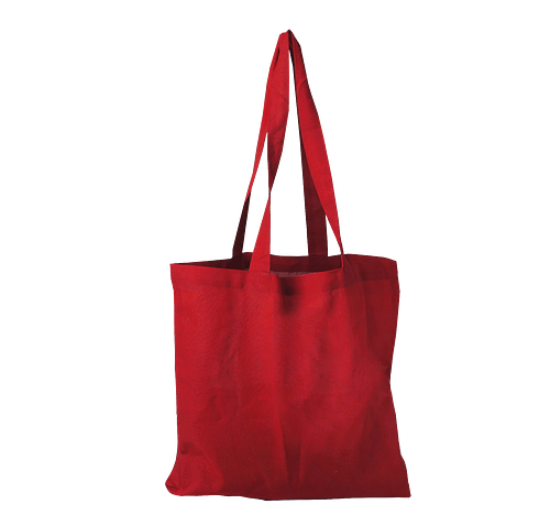 Square Cotton Flat Tote Bag in Red