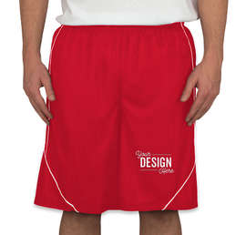 Sport-Tek Micro-Mesh Reversible Contrast Shorts - Color: True Red / White