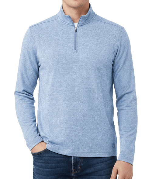 Wellable Knit Recycled Quarter Zip Performance Shirt in Moonlight Blue Heather