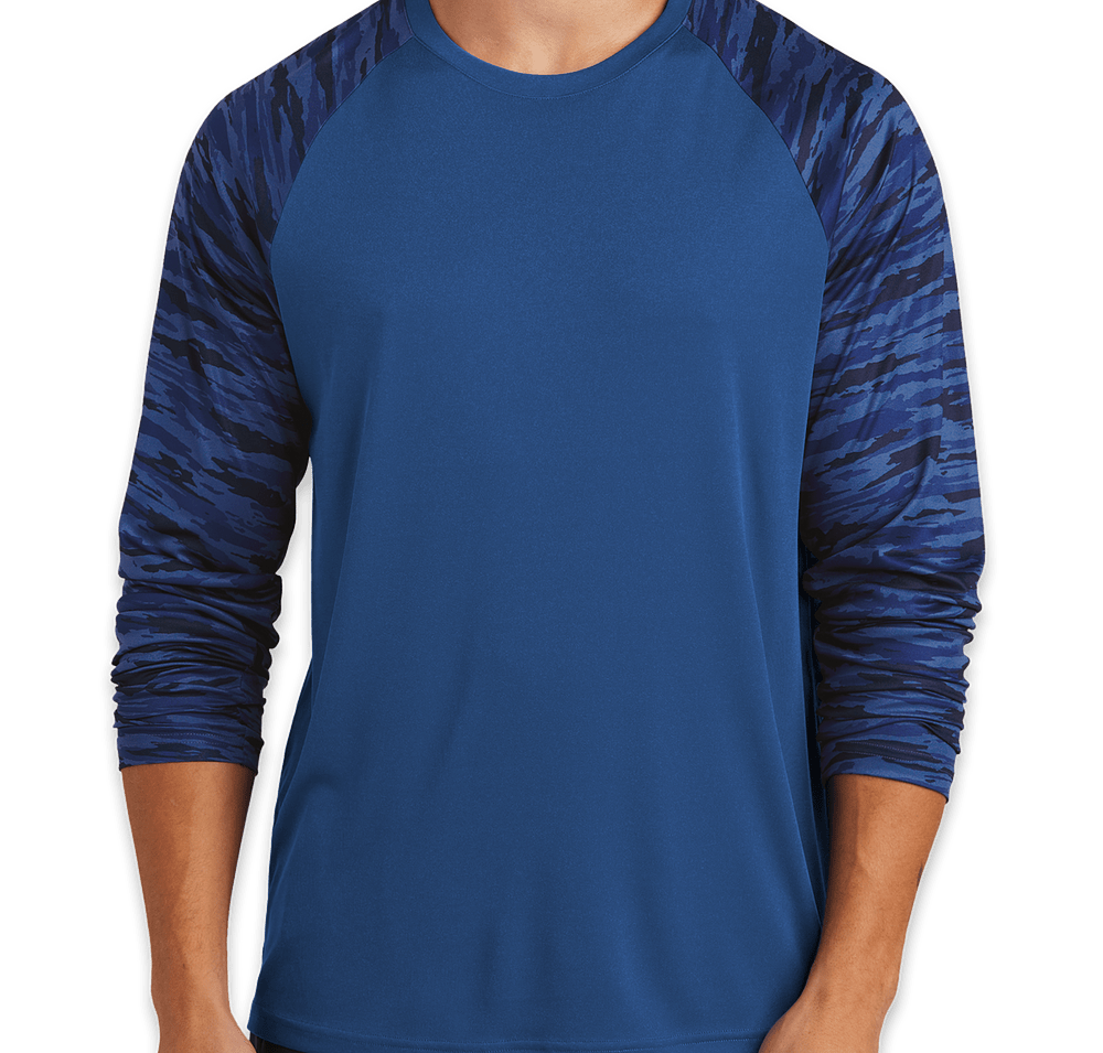 Sport-Tek Drift Camo Colorblock Long Sleeve Performance Shirt-default