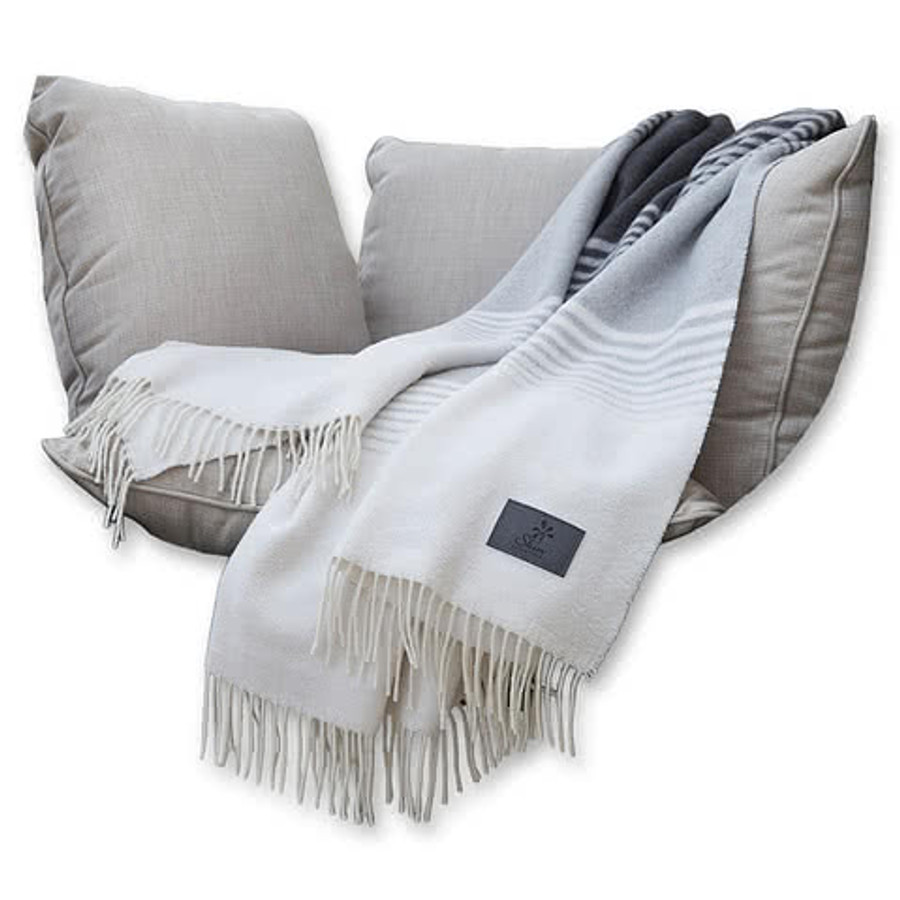 Capri Throw in Gray w/White Stripes
