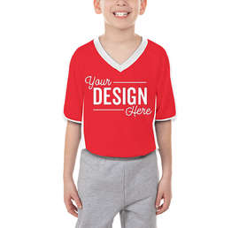 Augusta Youth Cutter+ UPF 50 V-Neck Jersey - Color: Red / White
