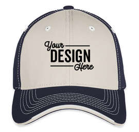Sportsman Tri-Color Contrast Stitched Hat - Color: Grey / Navy