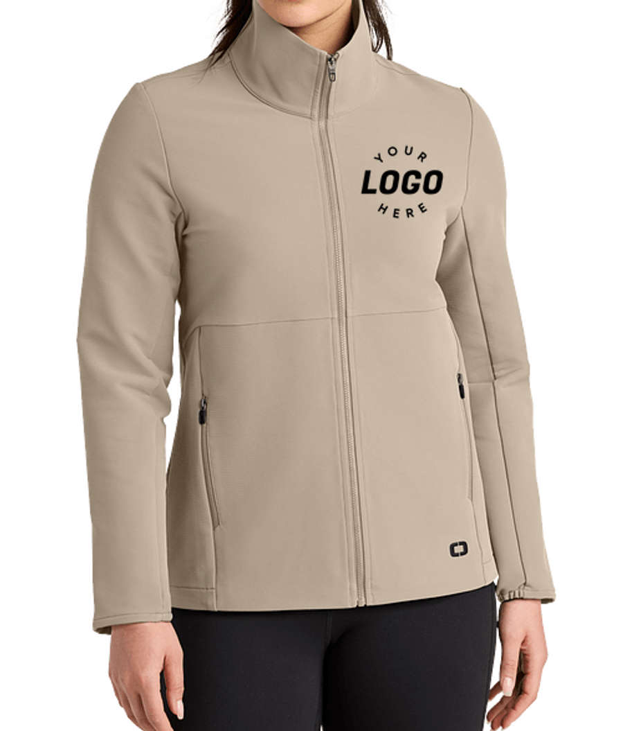 OGIO Women's Kinetic Soft Shell Jacket - Printed in Sahara