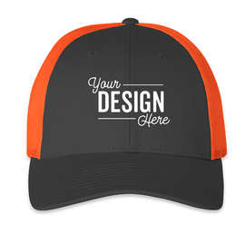Richardson Stretch Fit Trucker Hat - Color: Charcoal / Neon Orange