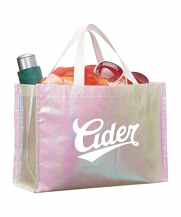 Medium Iridescent Non-Woven Shopper Tote Bag