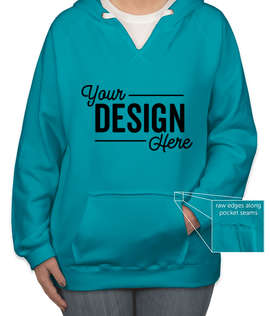 J. America Women's V-Neck Pullover Hoodie - Color: Turqberry