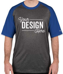 Badger Pro Heather Short Sleeve Raglan Performance Shirt - Color: Carbon / Royal