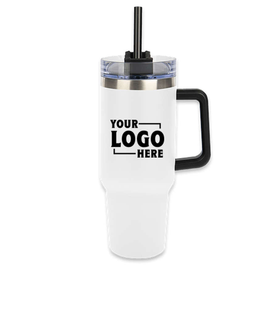 40 oz. Intrepid Stainless Steel Tumbler with Straw in Recycled White