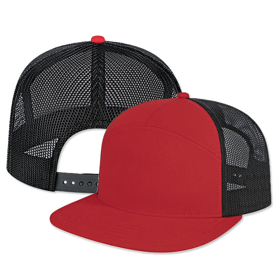 Blue Generation Seven Panel Snapback Trucker Hat - Embroidered