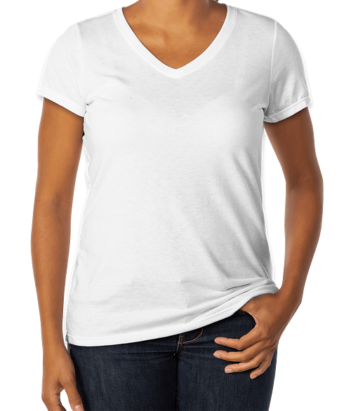 Design Custom Printed District Made Ladies Perfect Tri-Blend V-Neck T ...